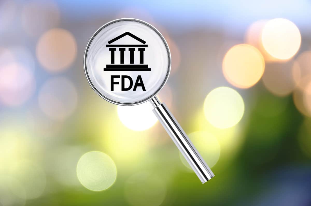 FDA logo under a microscope